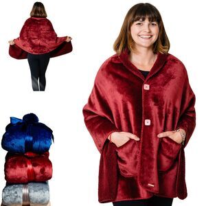 Premium Double Layer Wearable Blanket for Women -No Sleeves- Drape and Go- Va...